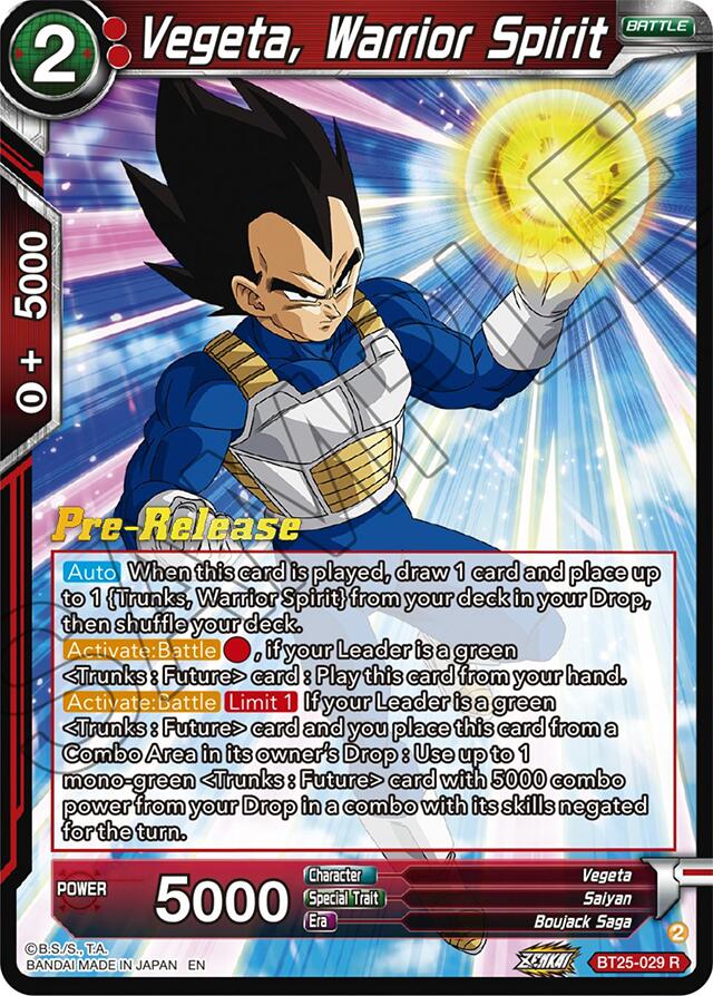 Vegeta, Warrior Spirit (BT25-029) [Legend of the Dragon Balls Prerelease Promos] | Dragon's Lair Comics and Fantasy Houston TX