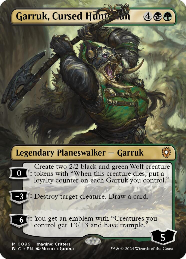 Garruk, Cursed Huntsman (Borderless) [Bloomburrow Commander] | Dragon's Lair Comics and Fantasy Houston TX