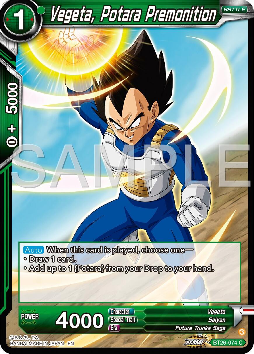 Vegeta, Potara Premonition (BT26-074) [Ultimate Advent] | Dragon's Lair Comics and Fantasy Houston TX