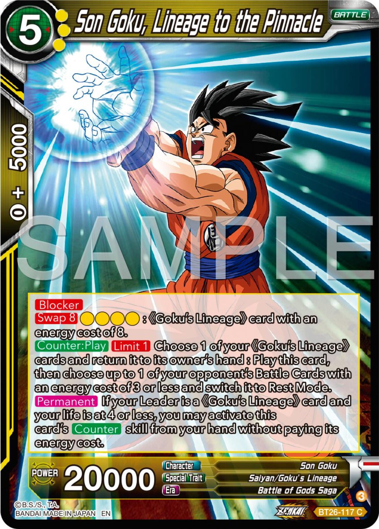 Son Goku, Lineage to the Pinnacle (BT26-117) [Ultimate Advent] | Dragon's Lair Comics and Fantasy Houston TX