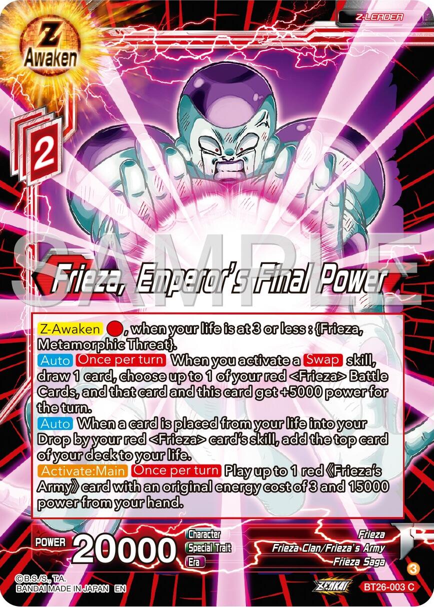 Frieza, Emperor's Final Power (BT26-003) [Ultimate Advent] | Dragon's Lair Comics and Fantasy Houston TX