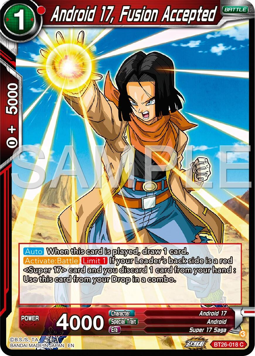 Android 17, Fusion Accepted (BT26-018) [Ultimate Advent] | Dragon's Lair Comics and Fantasy Houston TX