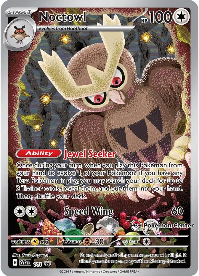 Noctowl (141) (Pokemon Center Exclusive) [Scarlet & Violet: Black Star Promos] | Dragon's Lair Comics and Fantasy Houston TX