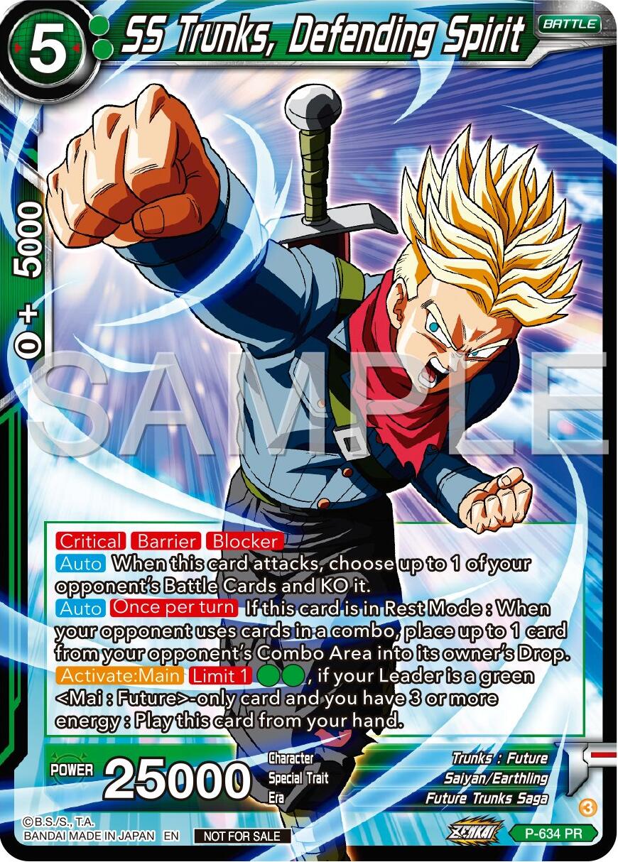 SS Trunks, Defending Spirit (Zenkai Series Tournament Pack Vol.9) (P-634) [Promotion Cards] | Dragon's Lair Comics and Fantasy Houston TX