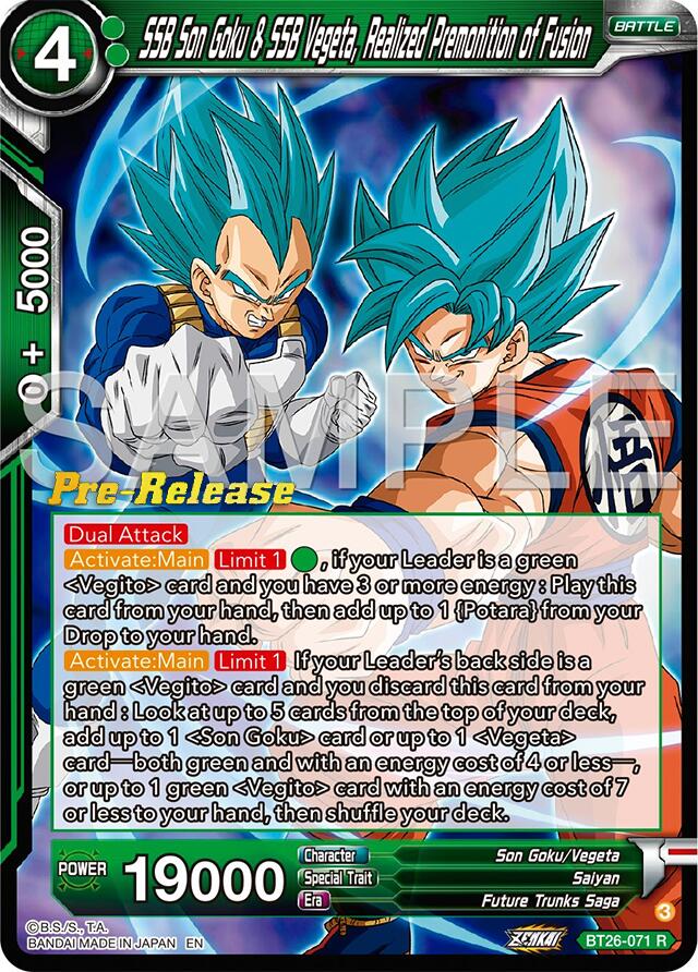 SSB Son Goku & SSB Vegeta, Realized Premonition of Fusion (BT26-071) [Ultimate Advent Prerelease Promos] | Dragon's Lair Comics and Fantasy Houston TX