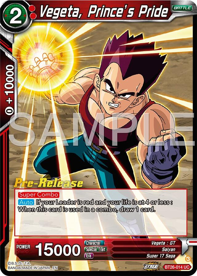 Vegeta, Prince's Pride (BT26-014) [Ultimate Advent Prerelease Promos] | Dragon's Lair Comics and Fantasy Houston TX