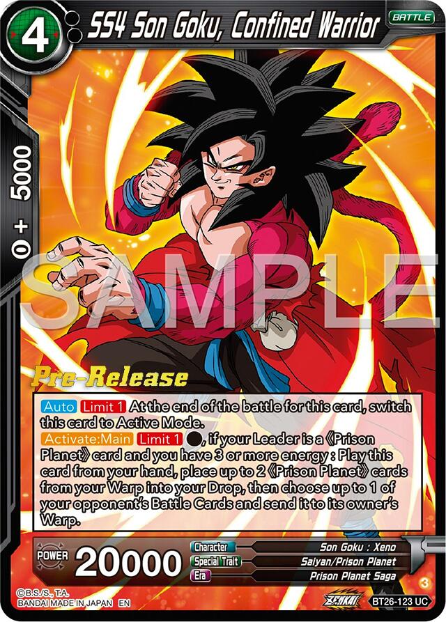 SS4 Son Goku, Confined Warrior (BT26-123) [Ultimate Advent Prerelease Promos] | Dragon's Lair Comics and Fantasy Houston TX