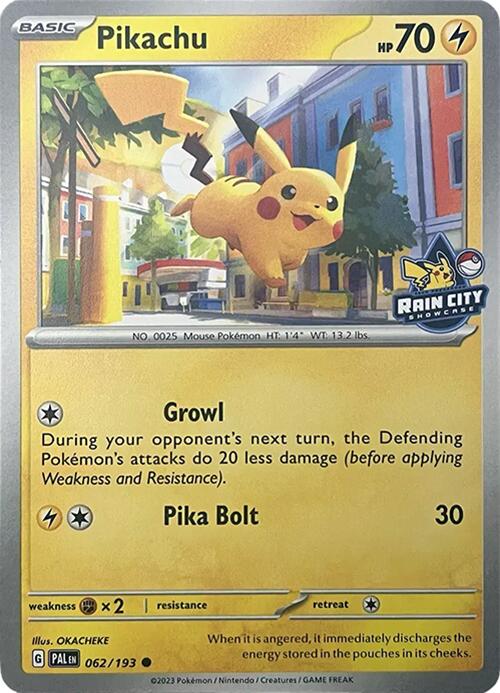 Pikachu (062/193) (Rain City Showcase) [Miscellaneous Cards] | Dragon's Lair Comics and Fantasy Houston TX