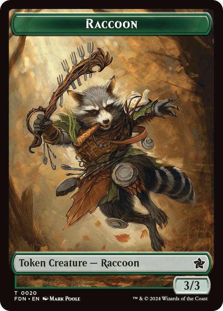 Elf Warrior // Raccoon Doubled-Sided Token [Foundations Tokens] | Dragon's Lair Comics and Fantasy Houston TX