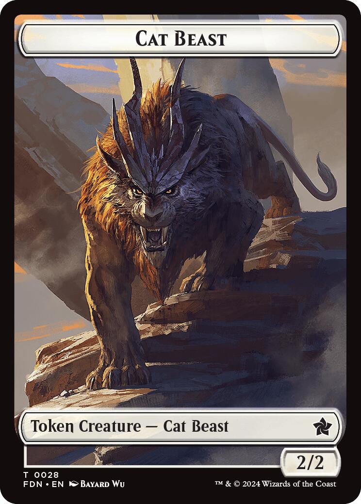 Cat Beast // Dragon (0017) Double-Sided Token [Foundations Tokens] | Dragon's Lair Comics and Fantasy Houston TX