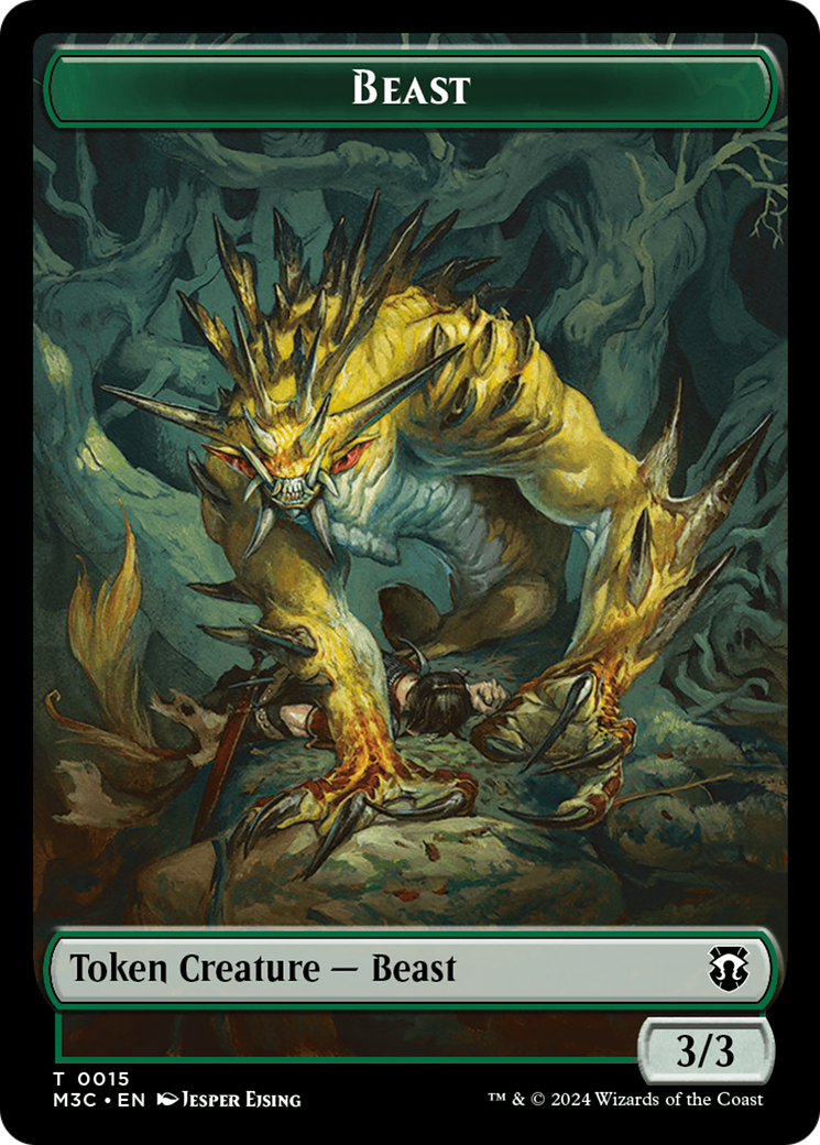 Beast (0015) (Ripple Foil) // Insect (0025) Double-Sided Token [Modern Horizons 3 Commander Tokens] | Dragon's Lair Comics and Fantasy Houston TX