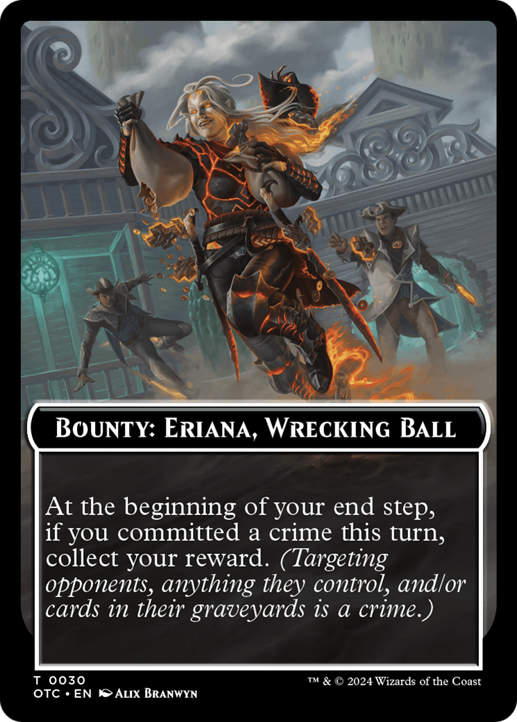 Bounty: Eriana, Wrecking Ball // Bounty Rules Double-Sided Token [Outlaws of Thunder Junction Commander Tokens] | Dragon's Lair Comics and Fantasy Houston TX