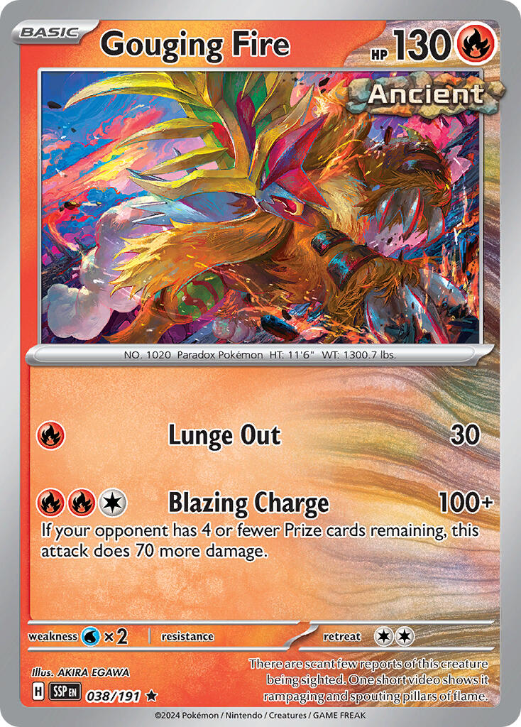 Gouging Fire (038/191) (Theme Deck Exclusive) [Scarlet & Violet: Surging Sparks] | Dragon's Lair Comics and Fantasy Houston TX