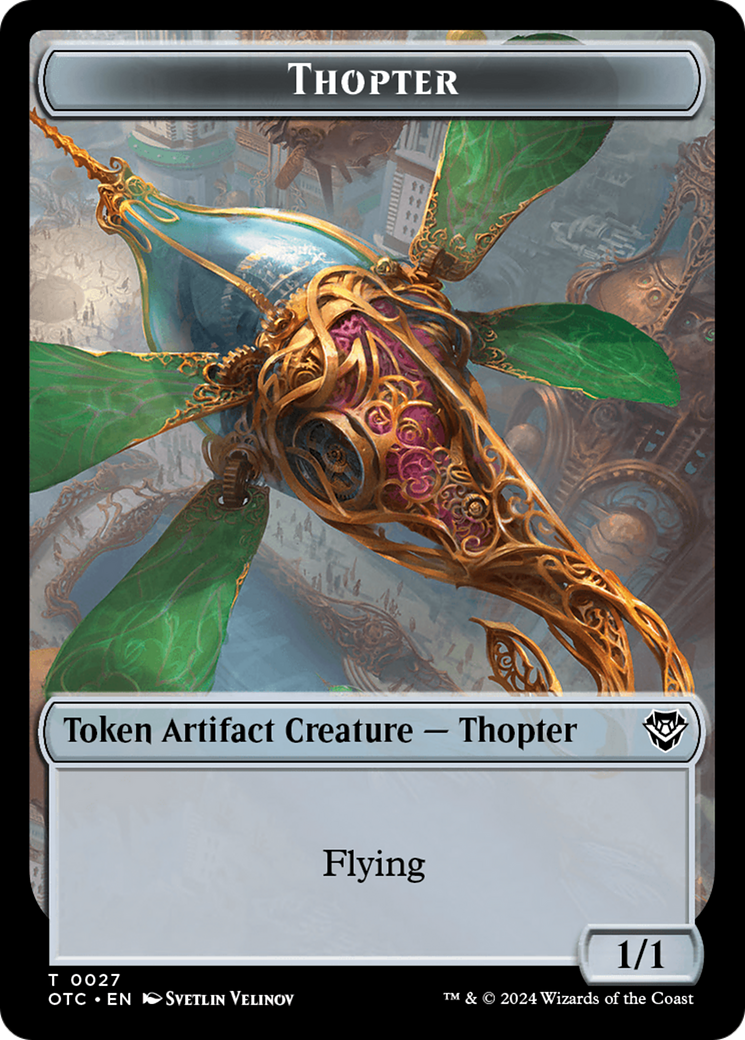 Thopter // Manifest Double-Sided Token [Outlaws of Thunder Junction Commander Tokens] | Dragon's Lair Comics and Fantasy Houston TX