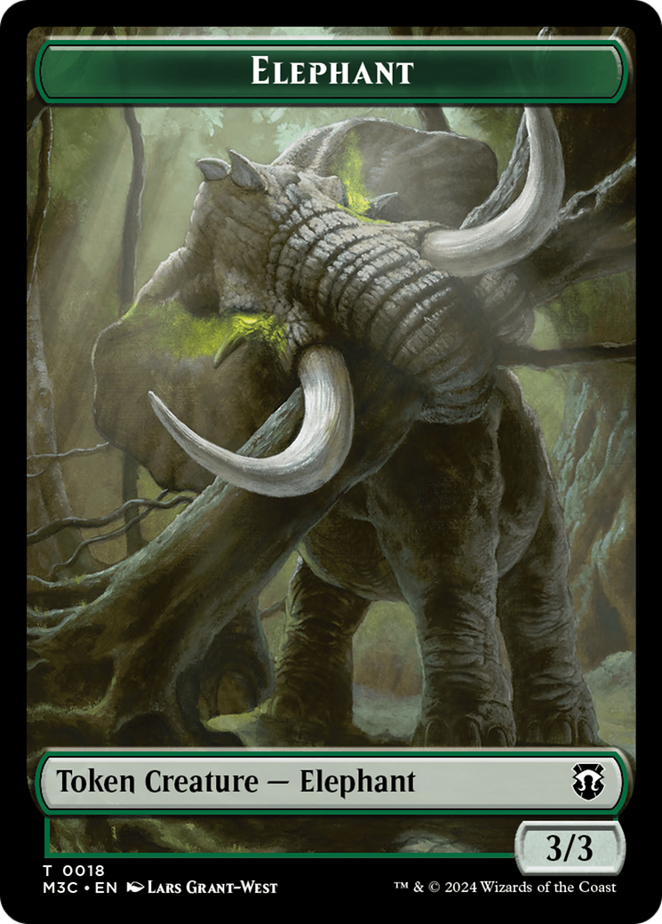 Zombie (Ripple Foil) // Elephant Double-Sided Token [Modern Horizons 3 Commander Tokens] | Dragon's Lair Comics and Fantasy Houston TX