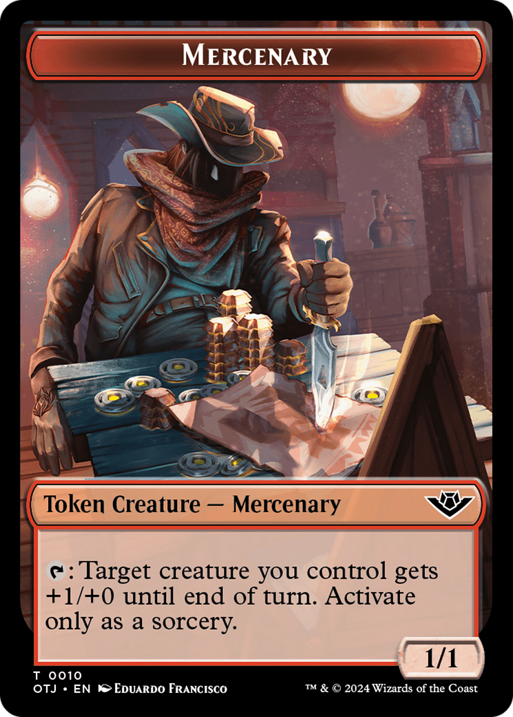 Mercenary // Construct Double-Sided Token [Outlaws of Thunder Junction Tokens] | Dragon's Lair Comics and Fantasy Houston TX