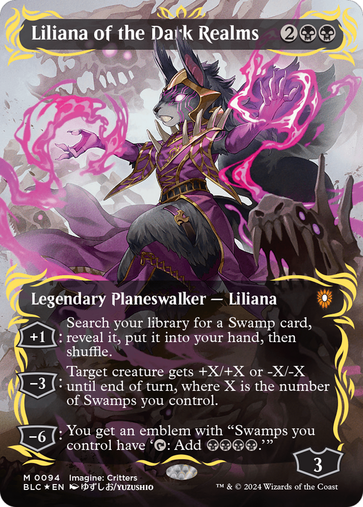 Liliana of the Dark Realms (Borderless) (Raised Foil) [Bloomburrow Commander] | Dragon's Lair Comics and Fantasy Houston TX