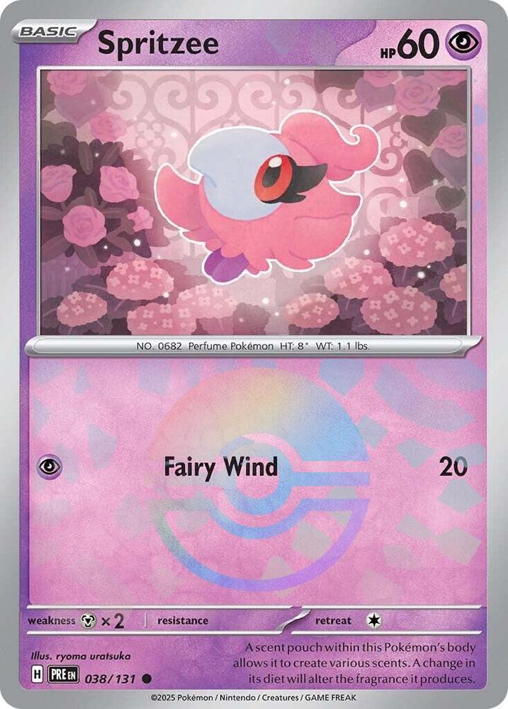 Spritzee (038/131) (Poke Ball Pattern) [Scarlet & Violet: Prismatic Evolutions] | Dragon's Lair Comics and Fantasy Houston TX