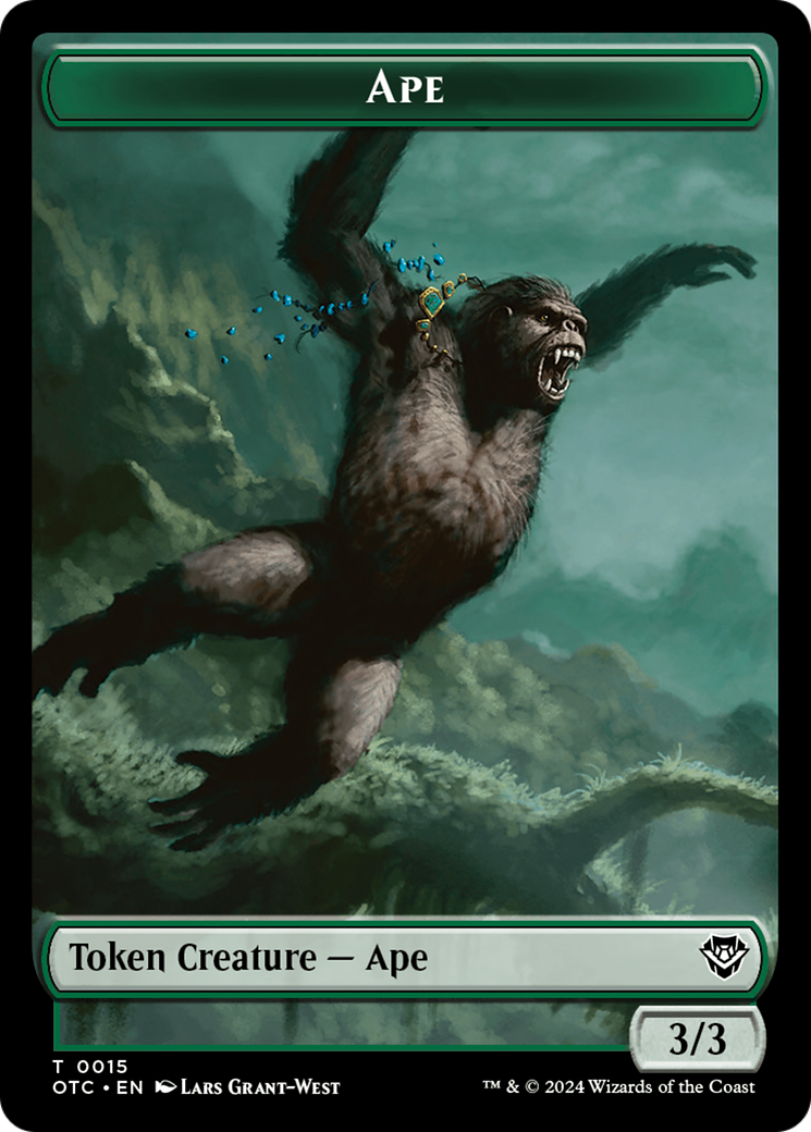 Ape // Shark Double-Sided Token [Outlaws of Thunder Junction Commander Tokens] | Dragon's Lair Comics and Fantasy Houston TX