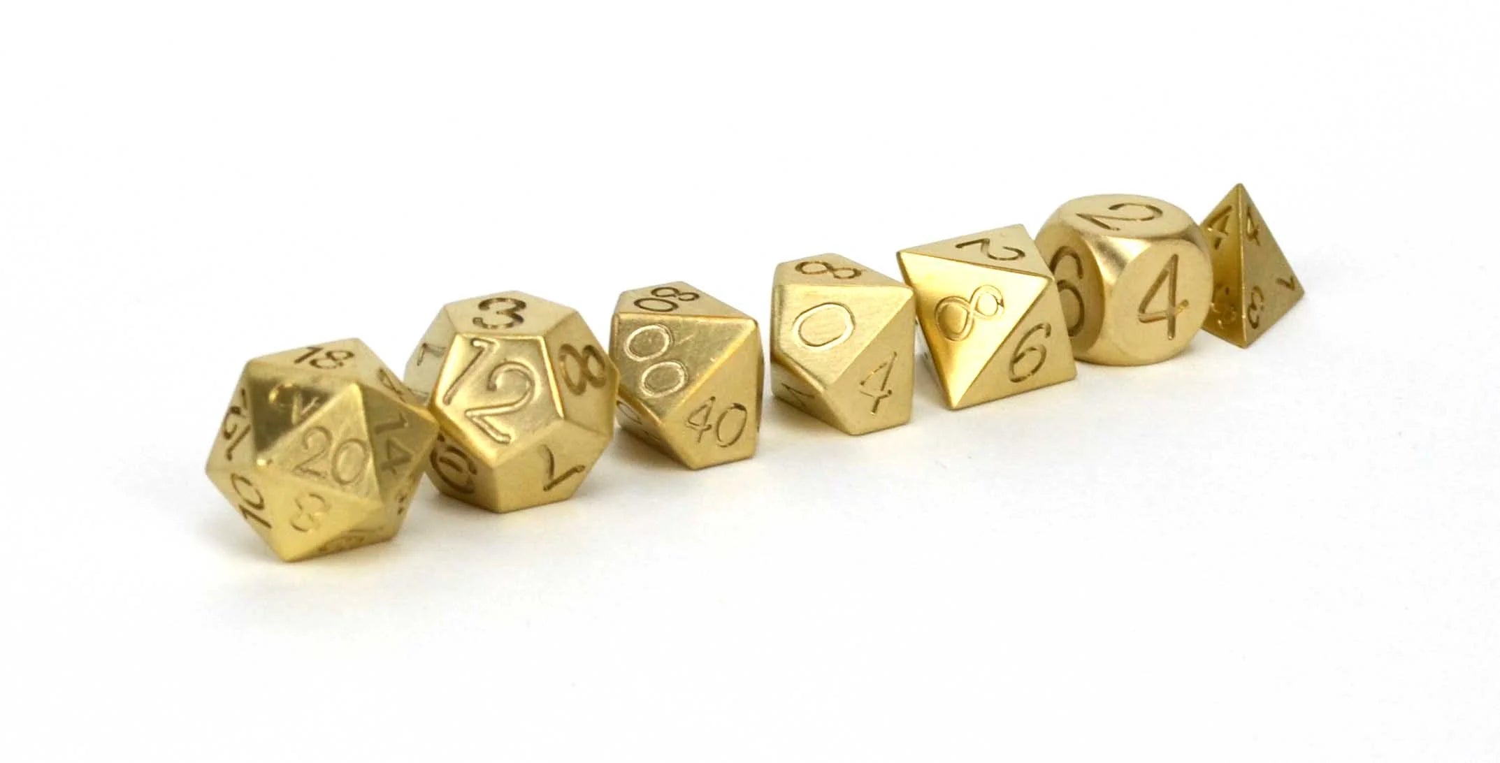 Level Up Dice Brass Poly 7 Set | Dragon's Lair Comics and Fantasy Houston TX