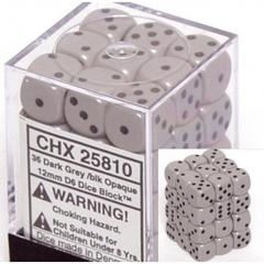 Chessex Opaque 12mm D6 Dark Grey/Black | Dragon's Lair Comics and Fantasy Houston TX