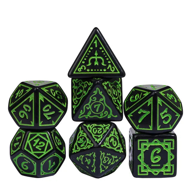 Foam Brain Poly 7 Dice Set Cryptic Knots Verdant | Dragon's Lair Comics and Fantasy Houston TX