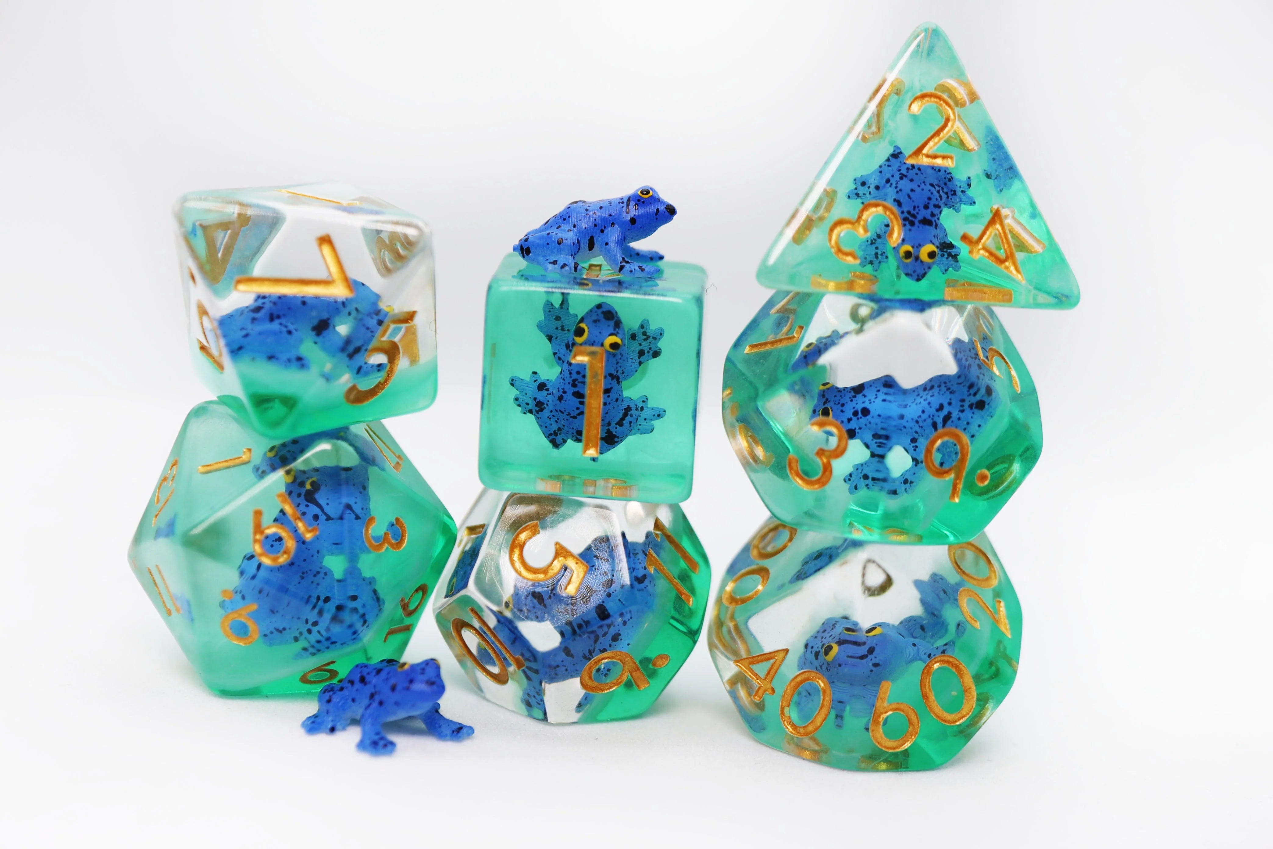 Foam Brain Dark Blue Frog Poly 7 Dice Set | Dragon's Lair Comics and Fantasy Houston TX