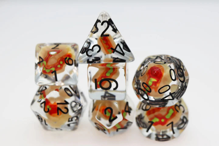 Foam Brain Hot Dog Poly 7 Dice Set | Dragon's Lair Comics and Fantasy Houston TX