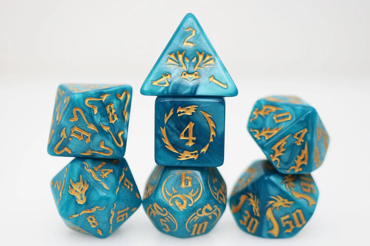 Foam Brain Poly 7 Dice Set Drake's Flight Cobalt | Dragon's Lair Comics and Fantasy Houston TX