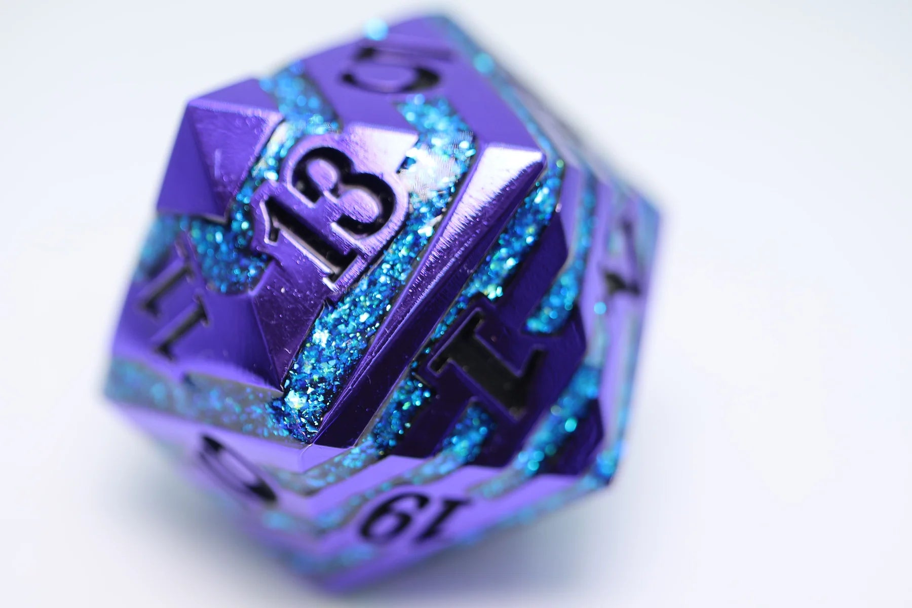 Foam Brain 35mm Metal D20 - Purple with Blue Mica | Dragon's Lair Comics and Fantasy Houston TX