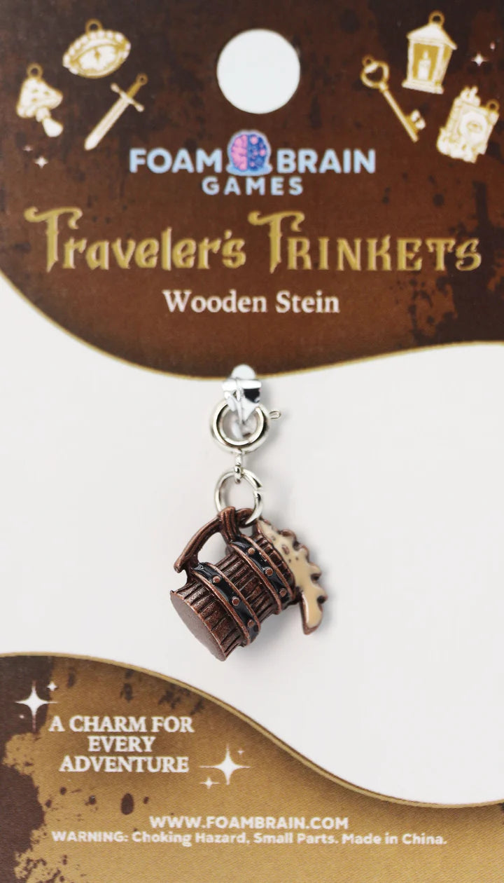 Foam Brain Traveler's Trinkets: Wooden Stein Charm | Dragon's Lair Comics and Fantasy Houston TX