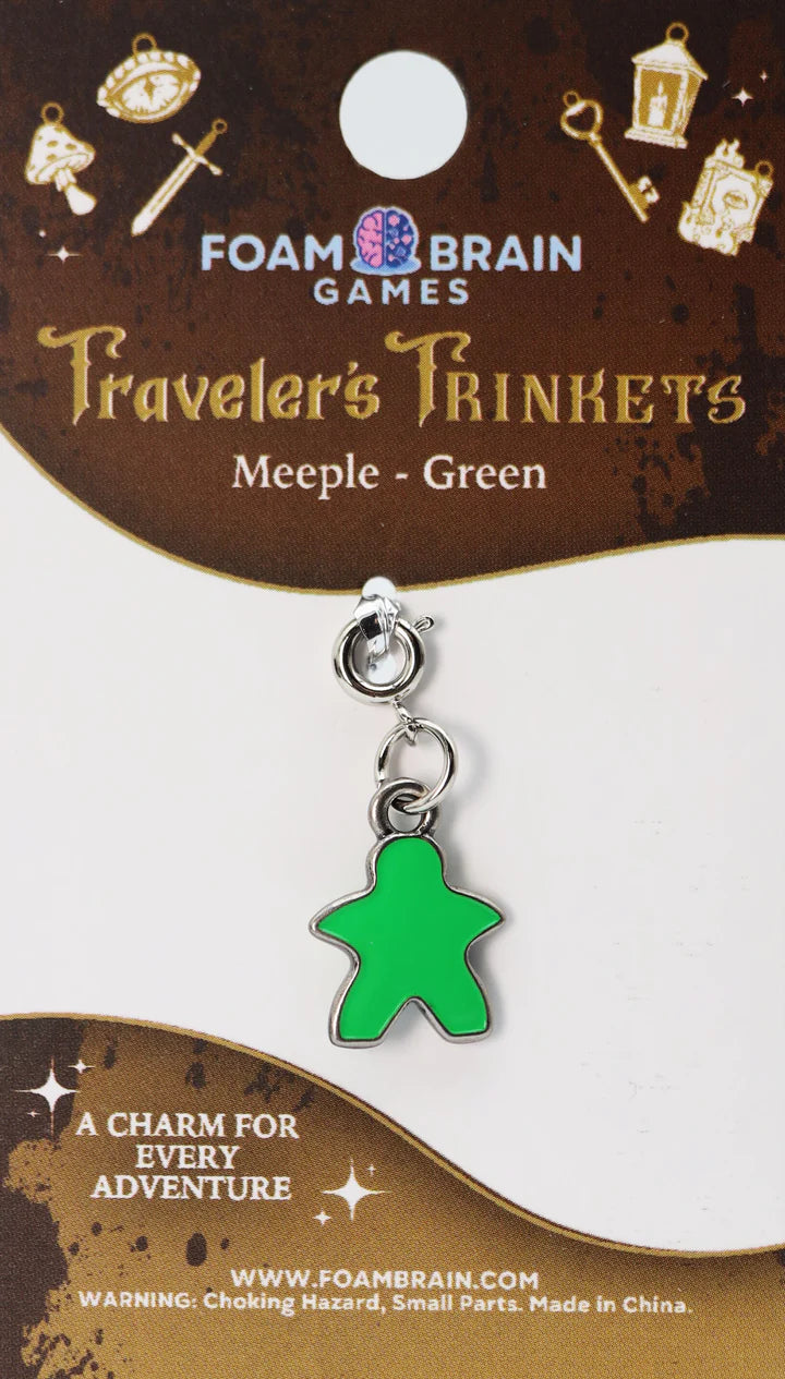 Foam Brain Traveler's Trinkets: Meeple - Green Charm | Dragon's Lair Comics and Fantasy Houston TX