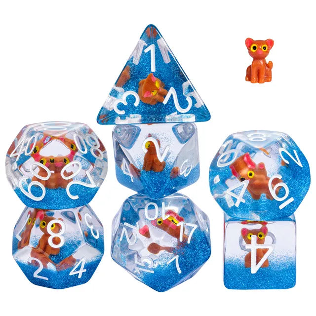 Foam Brain Honey the Cat Poly 7 Dice Set | Dragon's Lair Comics and Fantasy Houston TX