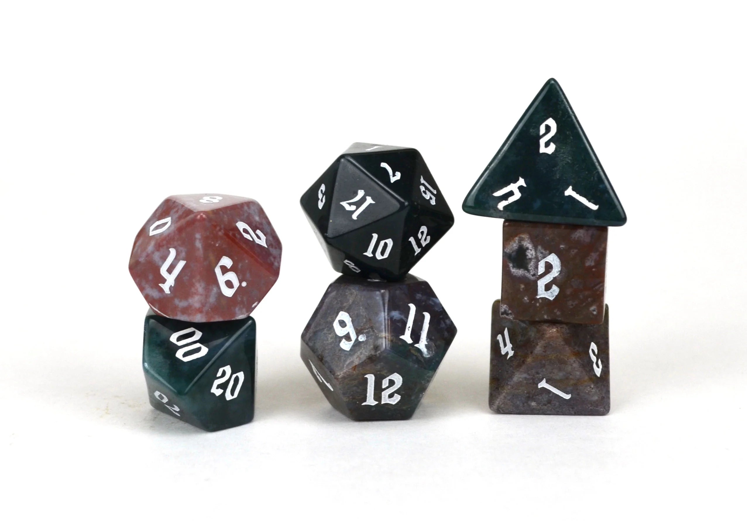 Level Up Dice Indian Agate Gemstone Poly 7 Dice Set | Dragon's Lair Comics and Fantasy Houston TX