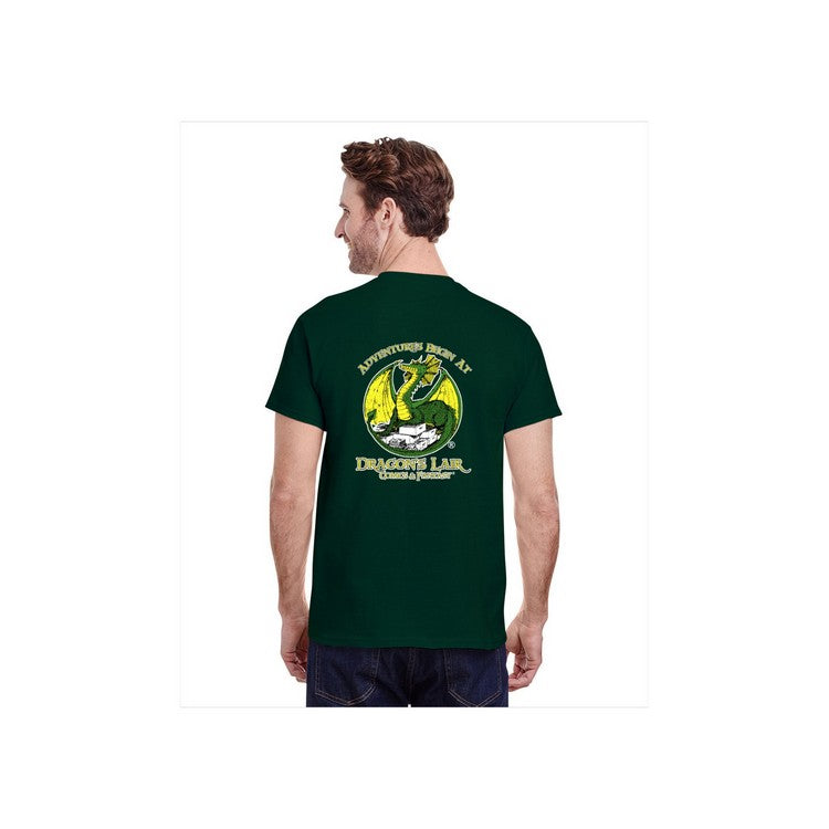 Adventures Begin at Dragon's Lair  Logo T-Shirt | Dragon's Lair Comics and Fantasy Houston TX