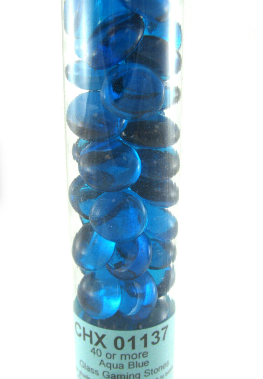 Chessex Crystal Aqua Blue Glass Stones in 5.5 inch Tube | Dragon's Lair Comics and Fantasy Houston TX