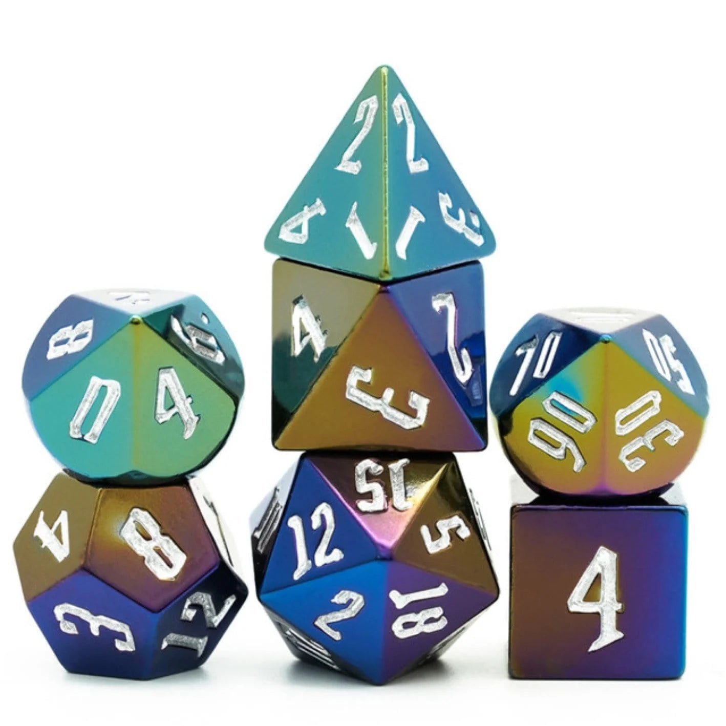 Foam Brain Jumbo Metallic with Silver Font Poly 7 Dice Set | Dragon's Lair Comics and Fantasy Houston TX