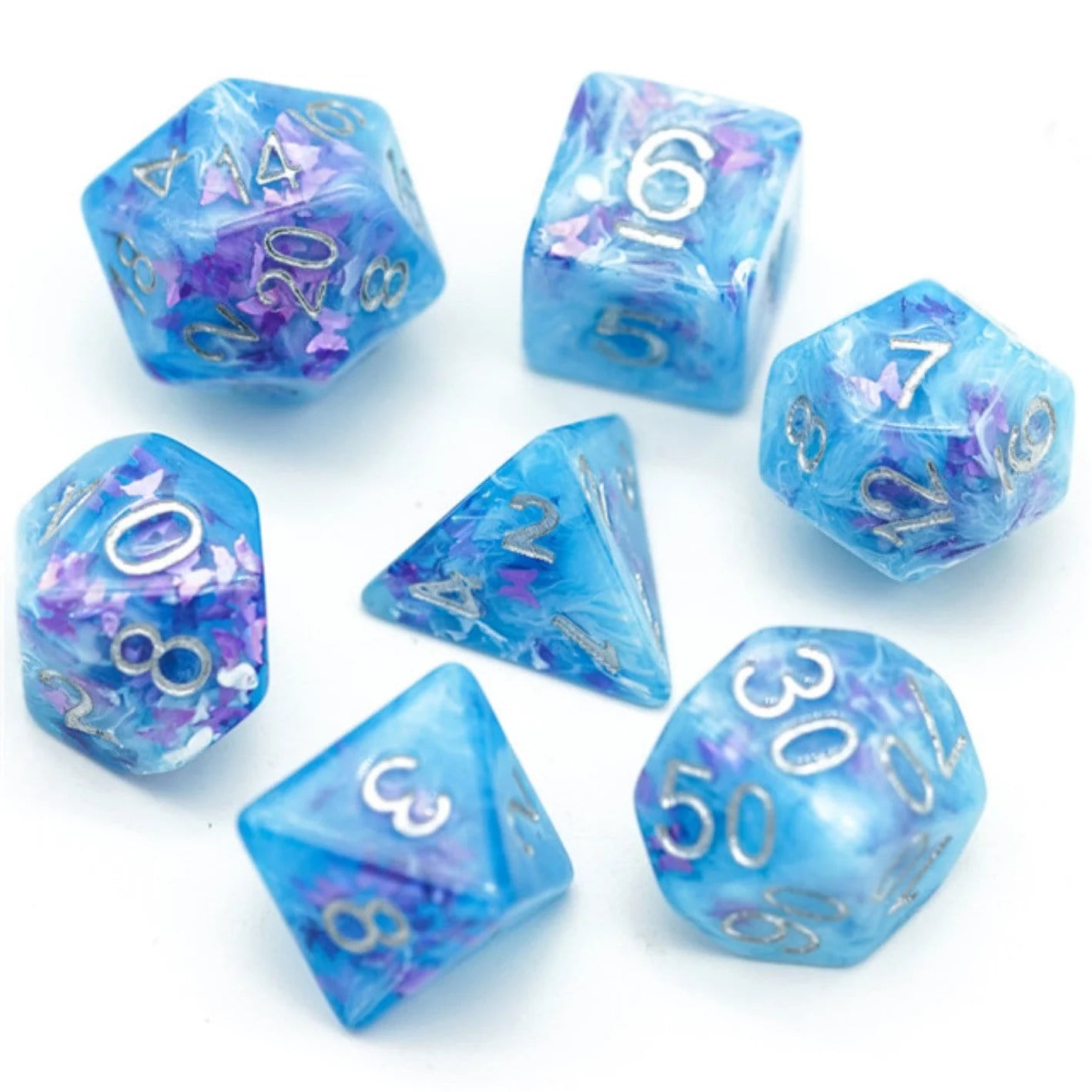 Foam Brain Frozen Butterfly Poly 7 Dice Set | Dragon's Lair Comics and Fantasy Houston TX