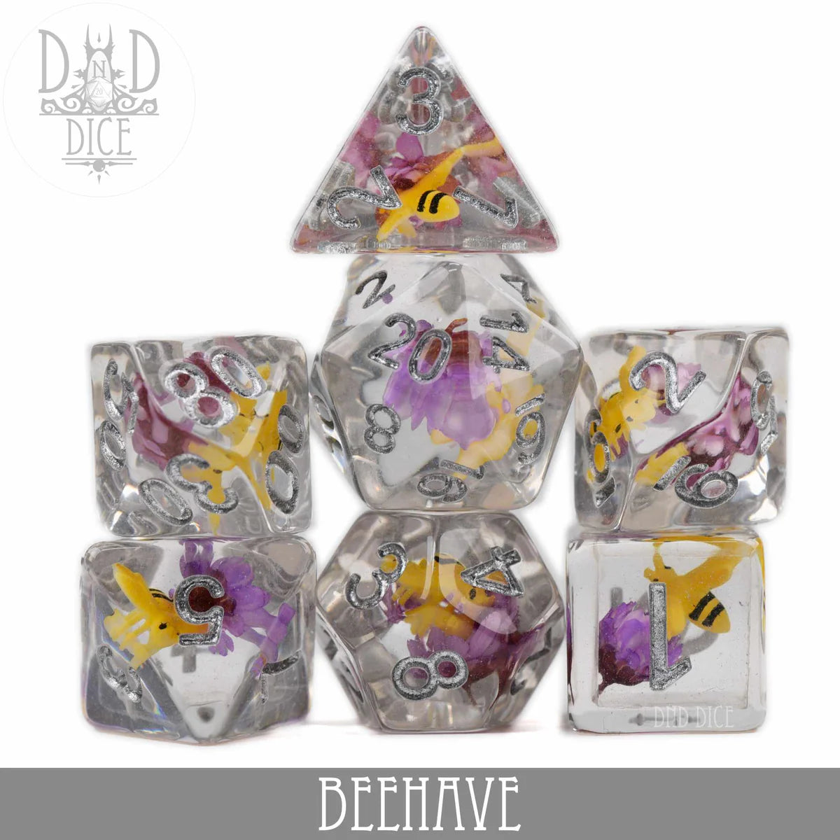 DND Dice Poly 7 Dice Set: BEEhave | Dragon's Lair Comics and Fantasy Houston TX