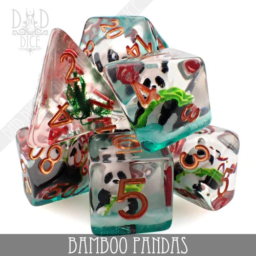 DND Dice Poly 7 Dice Set: Bamboo Pandas | Dragon's Lair Comics and Fantasy Houston TX