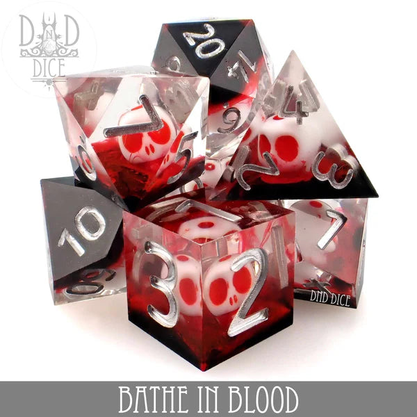 DND Dice Poly 7 Dice Set: Bathe in Blood (Handmade) | Dragon's Lair Comics and Fantasy Houston TX