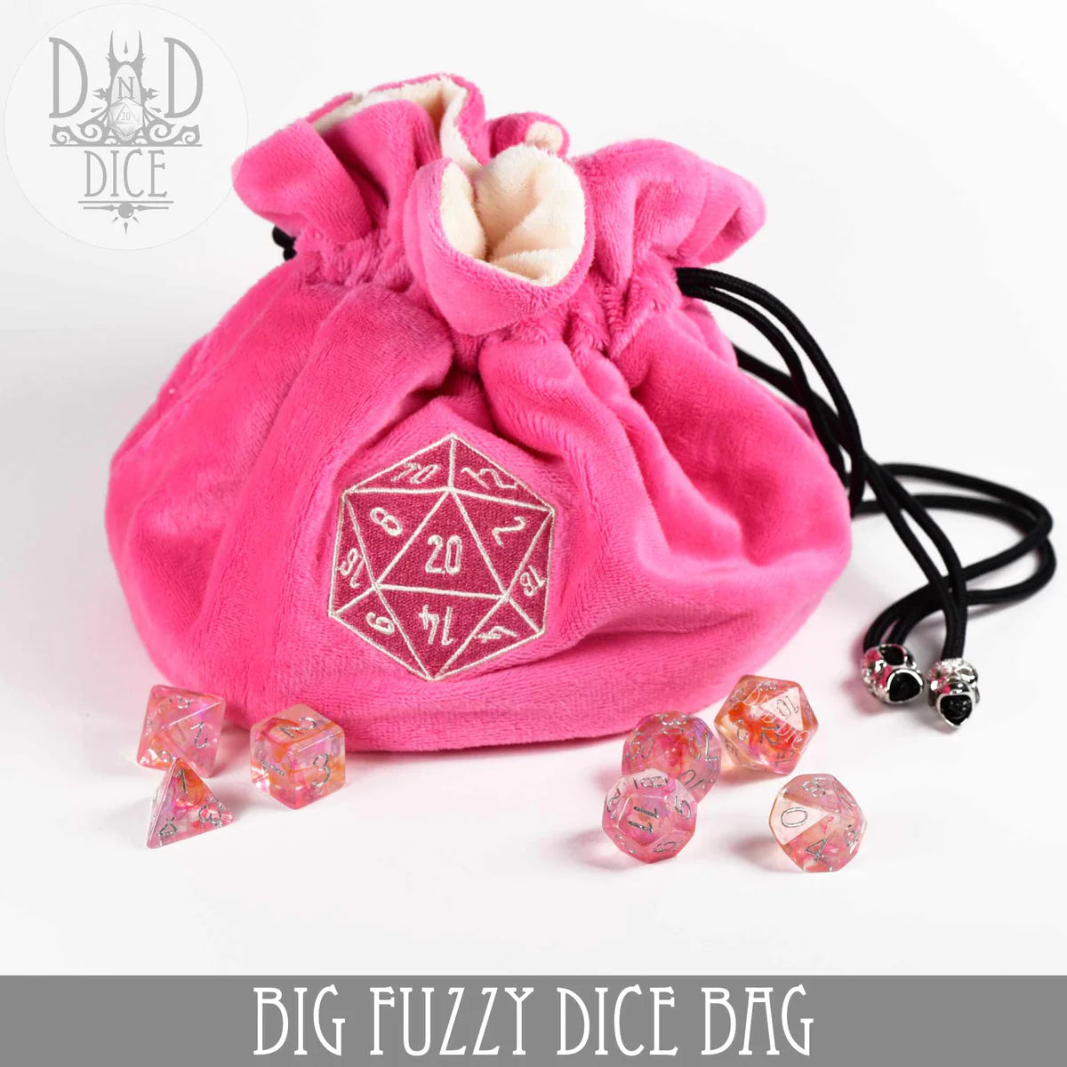 DND Dice Big Fuzzy Dice Bag Pink | Dragon's Lair Comics and Fantasy Houston TX