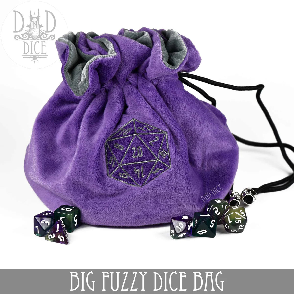 DND Dice Big Fuzzy Dice Bag Purple | Dragon's Lair Comics and Fantasy Houston TX