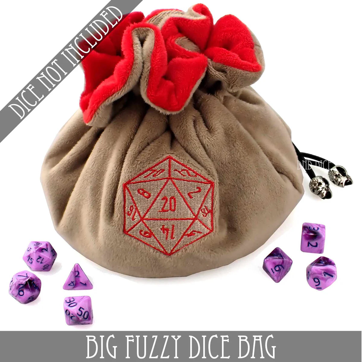 DND Dice Big Fuzzy Dice Bag Tan | Dragon's Lair Comics and Fantasy Houston TX