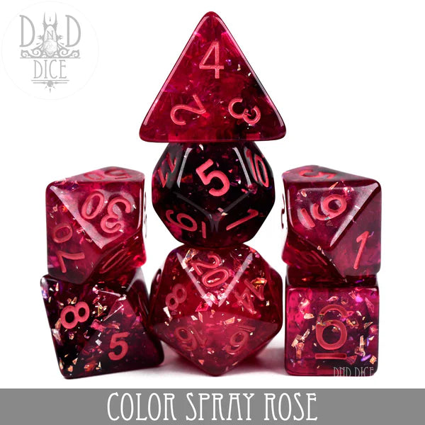 DND Dice Poly 7 Dice Set Color Spray: Rose | Dragon's Lair Comics and Fantasy Houston TX