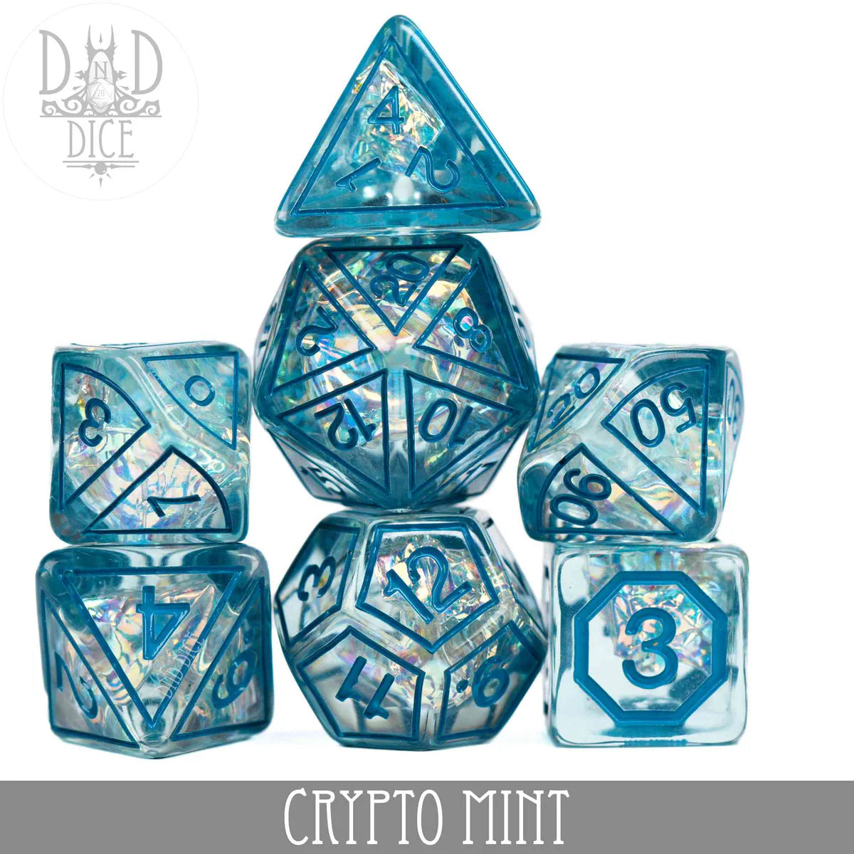 DND Dice Poly 7 Dice Set: Crypto Mint | Dragon's Lair Comics and Fantasy Houston TX