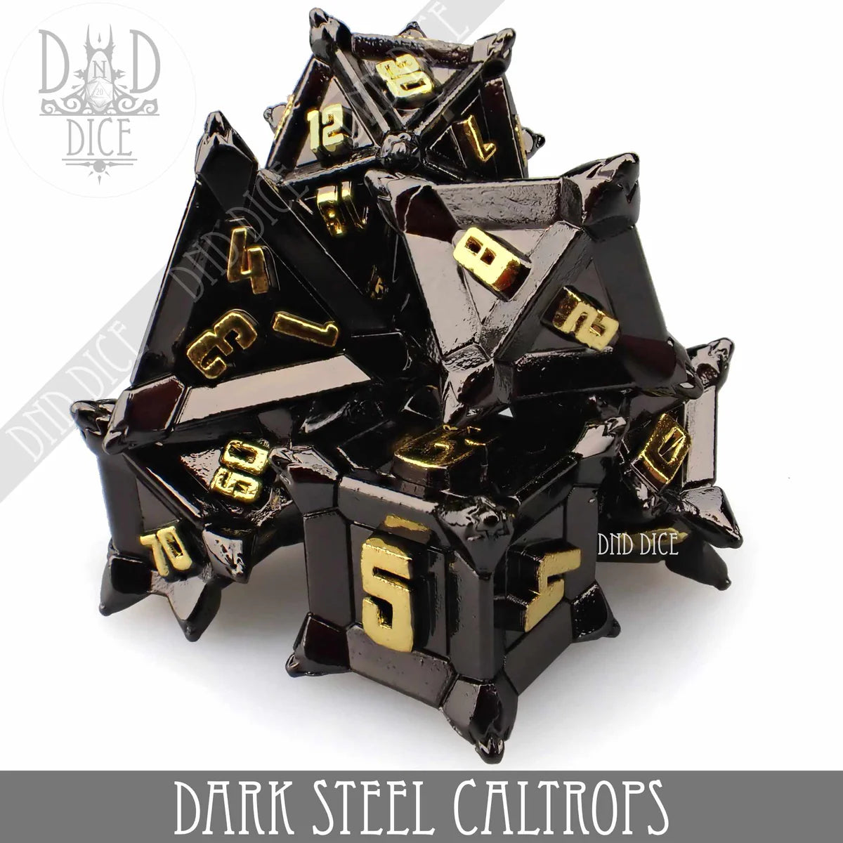 DND Dice Metal Set: Dark Steel Caltrops | Dragon's Lair Comics and Fantasy Houston TX