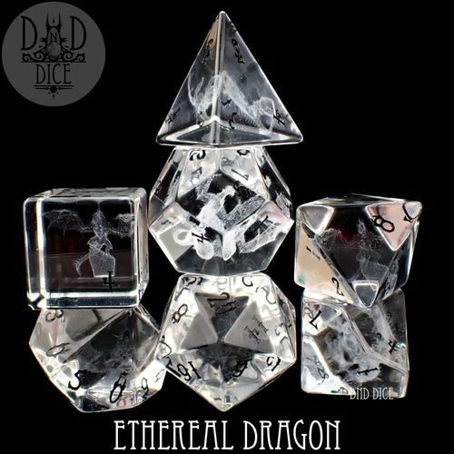 DND Dice Poly 7 Gemstone Dice Set: Ethereal Dragon | Dragon's Lair Comics and Fantasy Houston TX