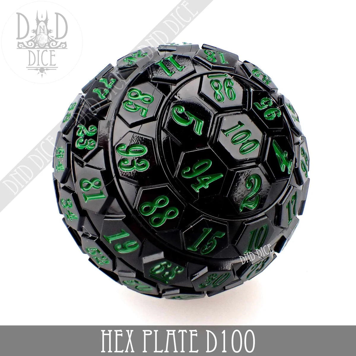 DND Dice 45mm Hex Plate D100 (Black and Green) | Dragon's Lair Comics and Fantasy Houston TX