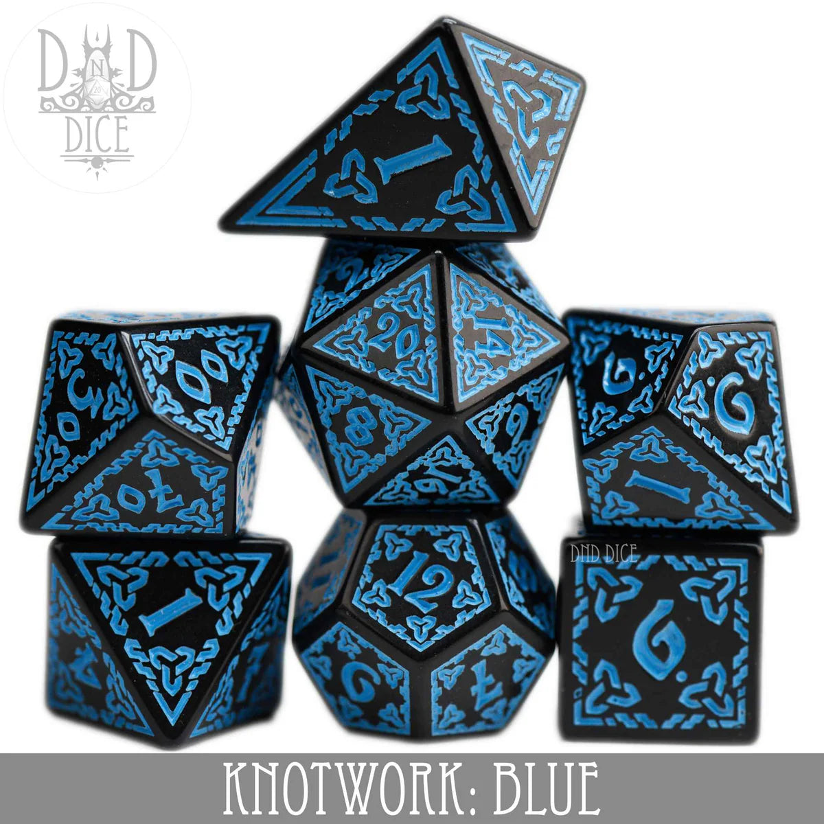 DND Dice 7 Dice Set: Knotwork Blue | Dragon's Lair Comics and Fantasy Houston TX